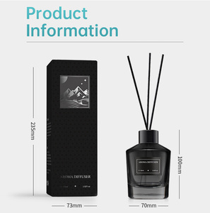 Parfum d'intérieur de luxe de qualité supérieure décor d'hôtel bouteille en verre de diffuseur de roseau décoratif noir de 100ml avec boîte - Product Image 6