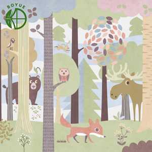 Papier peint <span class=keywords><strong>mural</strong></span> moderne BOYUE, écologique, imperméable, personnalisé, non tissé, imprimé 3D avec des animaux, pour salle à manger, chambre à coucher, 1 an - Product Image 4