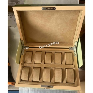 Nhà Máy Bán Hàng Trực Tiếp 10 Khe Cắm Màu Xanh Lá Cây Bằng Gỗ Chất Lượng Hàng Đầu Đồng Hồ Gói Hộp Thương Hiệu Sang Trọng Quà Tặng Top Phiên Bản R0l1ex Hiển Thị Đồng Hồ Trường Hợp - Product Image 5