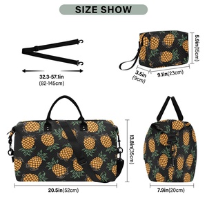 New Arrival Custom Pineapple Duffel Bag Lightweight Adjustable Straps Unisex Travel Sport Bag With Toiletry Bag - Product Image 3