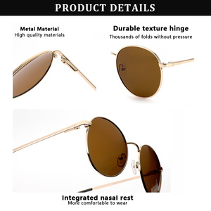 Sunray Sunglasses Manufacturer Custom Color Custom Lens Metal Double Bridge Lightweight TAC UV400 Round Polarized Sunglasses - Product Image 5