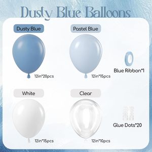 60 ballons en caoutchouc bleu poussière de 12 pouces, ballons bleus, blancs et transparents pour révélation du sexe, mariage, baby shower, décorations de fête d'anniversaire - Product Image 2