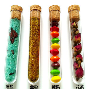 Tianjing Test Tube 15Ml 18X105mm Plastic Transparent With Cork Stopper For <b>Candy</b> Flower Tea Glitter Storage - Product Image 1