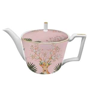 Plato Personalizado con Diseño de Ciervo Navideño y Flores Rosadas para el Hogar - Product Image 2