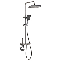 Système de douche intelligent 4 fonctions, eau chaude et froide, affichage numérique LED, lumière ambiante, pistolet de pulvérisation, ensemble de douche pour salle de bain d'hôtel, alliage d'aluminium