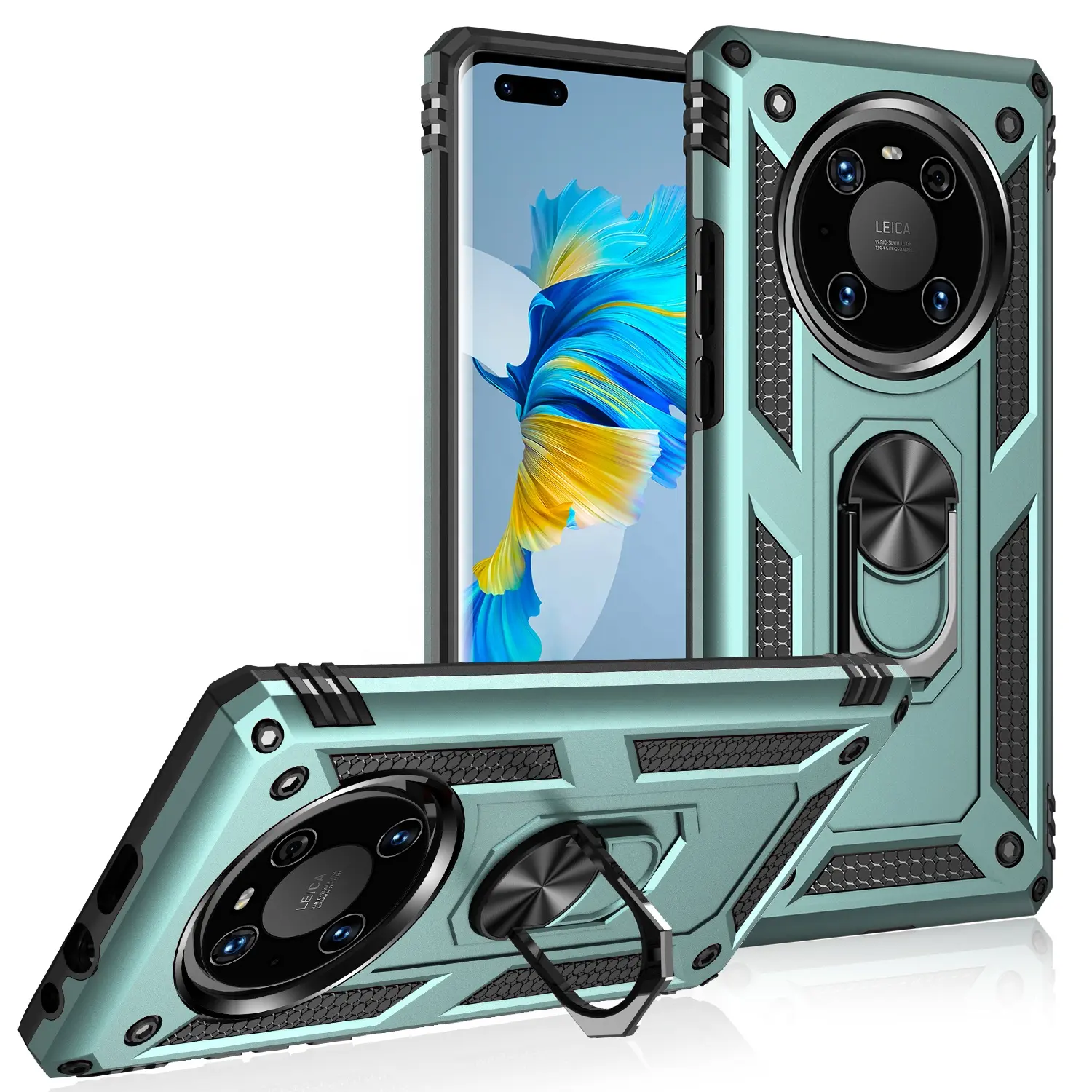 Fashion PC Shockproof Phone Cover For Mate 40 Pro Armor Phone Case With Rotating Ring For HUAWEI P40 Y9A Y8S Y7 Mobile Phone Bag