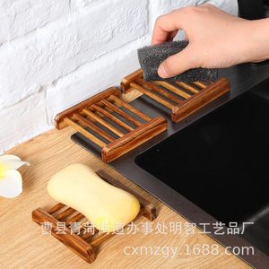 Wooden Soap <b>Dish</b> Rectangular Deck Mount Draining Shelf For Bathroom Household Use - Product Image 2