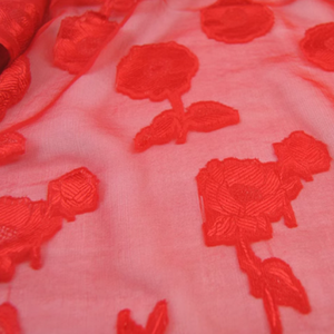 Khuyến Mãi Giá Màu Đỏ Bán Buôn Trong Kho Phổ Biến Thiết Kế Chất Liệu Tuyệt vời Lụa Burn out Vải Cho Phụ Nữ May Mặc - Product Image 6