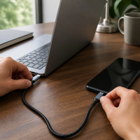 Kabel USB C ke USB C 60W, Transfer Data 480Mbps, Tipe C Male to Male, Kabel Pengisian Cepat Berbahan Nilon Kepang untuk Laptop dan Ponsel, 1m 2m