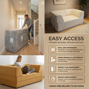 Boneless Corduroy Fabric Couch Set Apartment Hotel Foldable Sponge Foam Vacuum Packed Upholstered <strong>Easy</strong> Clean Compressed Sofa <strong>Bed</strong> - Product Image 3