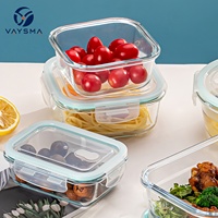 Contenants de stockage alimentaire en verre carrés avec couvercles hermétiques, bol en verre borosilicate de haute qualité, compatible micro-ondes et congélateur