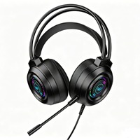 Nuevos Auriculares para Juegos con Cable USB, ANC, RGB LED, Sobre la Oreja, para PC y PS4, Plug-and-Play, para Clases en Línea y Llamadas de Voz