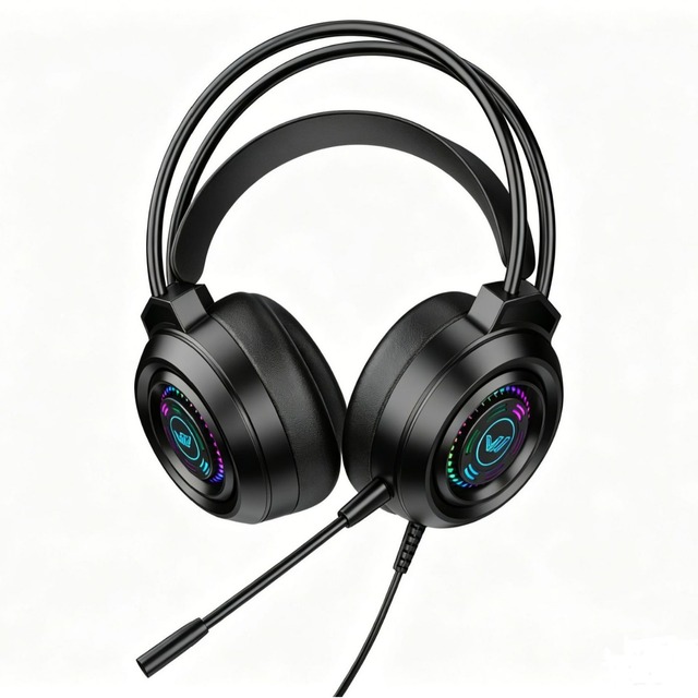 New USB Wired ANC RGB LED Over-ear Gaming Headset for PC PS4 Plug-and-play for Online Classes Voice Calls