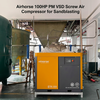 Compresseur d'air à vis Airhorse 37KW 50HP 10bar PM VSD 198 CFM 145 PSI CE ASME pour le sablage et l'atelier de peinture