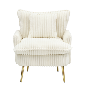 Fauteuil moderne de 30,31 pouces, canapé élégant en tissu velours côtelé beige, doux et confortable, idéal pour la maison, le bureau, la villa, le salon - Product Image 4
