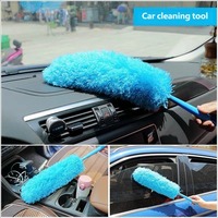 Plumeau de voiture en microfibre bleu, portable, avec manche extensible, écologique, ne perd pas ses fibres, flexible et amovible