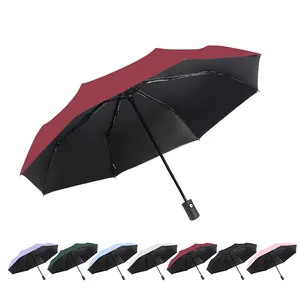남성과 여성을위한 로고 자동 접는 우산과 사용자 정의 소형 방풍 강한 폭풍 우산