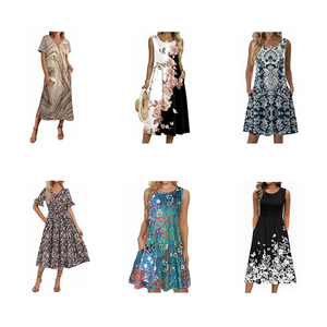Nouvelles robes décontractées d'été pour femmes, motifs variés, vente en gros, lots en vrac - Product Image 5