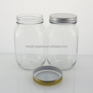 Tùy chỉnh 1000ml Vòng Mason lọ thủy tinh miệng rộng đóng hộp thực phẩm lưu trữ <span class=keywords><strong>Jar</strong></span> 32oz mật ong mứt Dưa Chua container <span class=keywords><strong>Jar</strong></span> với nắp kim loại - Product Image 1