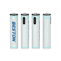 Baterai Isi Ulang USB-C BESTON 4-Pack AAA 1.5V Output Konstan 600mWh Li-ion dengan Kabel Pengisian 1-ke-2 Tersedia