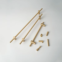 Poignée de meuble minimaliste ronde droite réglable en laiton pour cuisine et chambre à coucher
