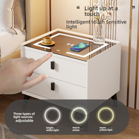 Meuble de chambre industriel intégré en bois massif multifonctionnel avec rangement, tiroirs et haut-parleur Bluetooth, table de chevet