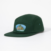 Casquette de camping 5 panneaux de haute qualité à couleur unie avec patch graphique brodé personnalisé pour l'extérieur