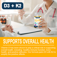Vegan 2-en-1 Vitamine D3 5000 UI + K2 100 mcg MK-7 Capsules OEM Huile de Coco Ingrédient Naturel Santé Cardiaque Immunité Adulte