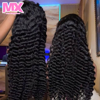 Peluca frontal de encaje sin procesar, cabello brasileño de onda profunda, densidad 180% 250%, sin pegamento, HD completa, pelucas de cabello humano virgen para mujeres afroamericanas