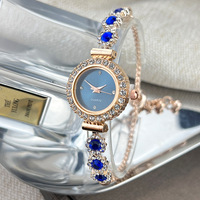 Jam Tangan Wanita Model Tarik dengan Tali, Desain Sederhana, Berlian, Bunga, Warna-warni, Dial Kecil, Temperamen Elegan, Laris untuk Bisnis