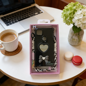 เคสโทรศัพท์มือถือกันกระแทกแบบมีสายคล้องคอ รุ่น 2026 New Waist Three-in-<span class=keywords><strong>One</strong></span> Glitter Drop Heart-mirror พร้อมโบว์อีพ็อกซี่ สำหรับ TEC SPARK GO 3 - Product Image 3