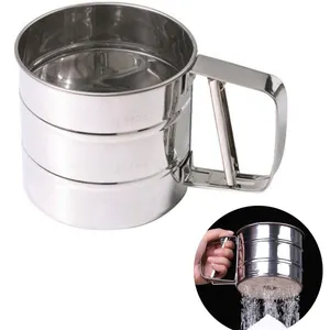 Hand Pressure Cake Baking Tools Shaker Manual Stainless Steel Strainer Flour Sifter Sieve For Kitchen Set