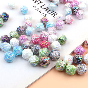 Cuentas acrílicas 50 unids/bolsa 16mm bola rosa de color galvanizado cuentas sueltas acrílicas accesorios de joyería cuentas de joyería - Product Image 3
