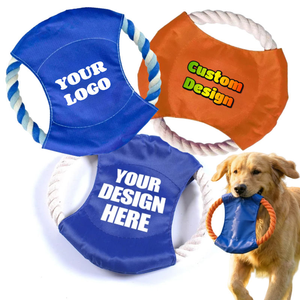 Promotional Custom Logo Pet Product Durable Canvas Cotton Rope Flying Disc Dog Toy for Fetch Game Tug Game - Product Image 1
