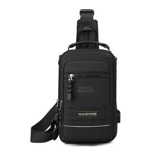 We Power Men's Chest <b>Bag</b> <b>Nylon</b> <b>Crossbody</b> <b>Bag</b> With Usb Port For Outdoor Travel Leisure Black - Product Image 2