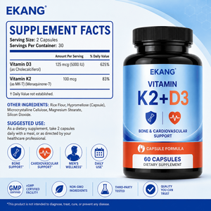 Cápsulas Veganas de Vitaminas K2+D3 de Marca Privada, Suplemento Diario a Base de Plantas para el Bienestar del Cabello, la Piel y las Uñas - Product Image 2
