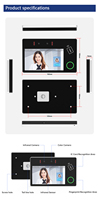 Máquina de Control de Acceso y Asistencia Facial con Lector de Huellas Dactilares y Tarjeta de Red de 5 Pulgadas, SDK Gratuito, para Pequeños Oficinas