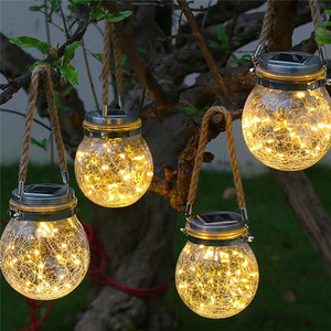 Christmas Valentine Day Gift Waterproof IP65 2m 20leds Outdoor Steady on <strong>Solar</strong> Hanging Cracked <strong>Glass</strong> <strong>Jar</strong> Garden <strong>Light</strong> - Product Image 4