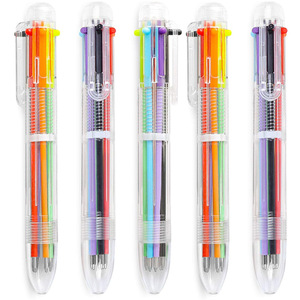 Stylo à bille transparent mignon de dessin animé 6 couleurs en gros, stylo rétractable multicolore créatif pour étudiants, personnalisé, en stock - Product Image 6