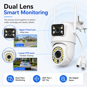 Dual Lens WiFi Security <strong>Camera</strong> Outdoor PTZ IP <strong>Camera</strong> with Motion Tracking Full Color Night Vision RJ45 IP66 - Product Image 3