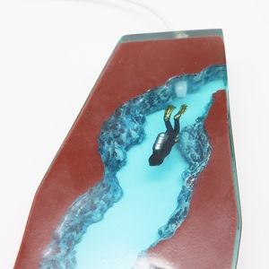 Lampe de <span class=keywords><strong>nuit</strong></span> LED en résine et bois, scène sous-marine, plongeur, baleine, décoration océanique, lumière ambiante USB, cadeau personnalisé pour chambre à coucher, salon - Product Image 6