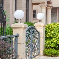 350MM rond en plastique solaire clôture poteau lumières porte principale pilier lumière Villa jardin parc borne haut boule lampe éclairage paysage
