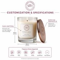 Luxuriöse Minimalistische Klare Dickglas-Duftkerze aus Sojawachs mit Poliertem Roségold-Verschlussdeckel, Vorgepackt in Beiger Quadratischer Geschenkbox mit Satinband