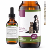 Gouttes calmantes pour animaux de compagnie, soulagement de l'anxiété pour chiens et chats, Ashwagandha, fleur de passion, complément liquide, bien-être du système nerveux, 2 oz