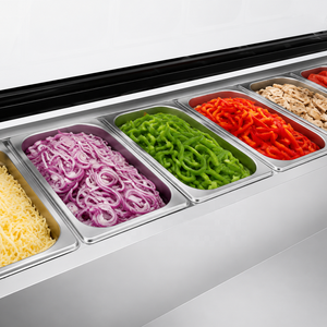 Estación de Preparación de Pizza y Barra de Ensaladas <span class=keywords><strong>HD1500</strong></span>, Refrigerador de Acero Inoxidable con Ventilador de Enfriamiento y Control Digital - Product Image 3