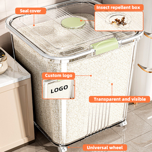 Wanuo 25kg công suất lớn kín gạo lưu trữ container chống ẩm chống côn trùng nhà bếp gạo container với bánh xe - Product Image 2