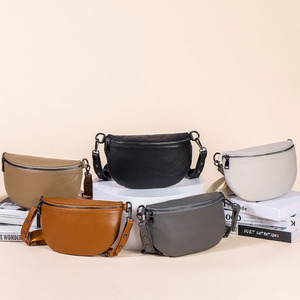 Trendy Women's Genuine Leather Fanny Pack Crossbody Bag Sling <strong>Bumbag</strong> with Fashionable Belt Handbags for Vacation Essentials - Product Image 1