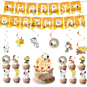 Set Decorativo Ecologico a Tema Cani Cartoon per Feste di Compleanno per Bambini, Topper per Torta in Carta, Articoli per la Tavola, Forniture per Feste all'Ingrosso - Product Image 3