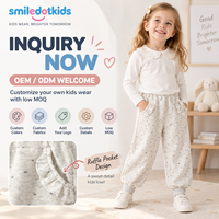 Smiledotkids Pantalon de jogging pour enfants gris à imprimé cœurs, poches à volants, en molleton doux, personnalisable OEM ODM, faible MOQ, vente en gros