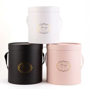 Pink Large Kraft Tea Packaging Round Cylinder Paper Gift Perfume Box for Flower Display